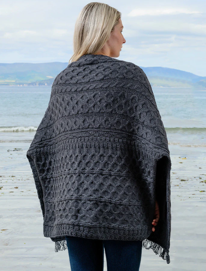 Aran Shawl Wrap with Pockets - Image 14