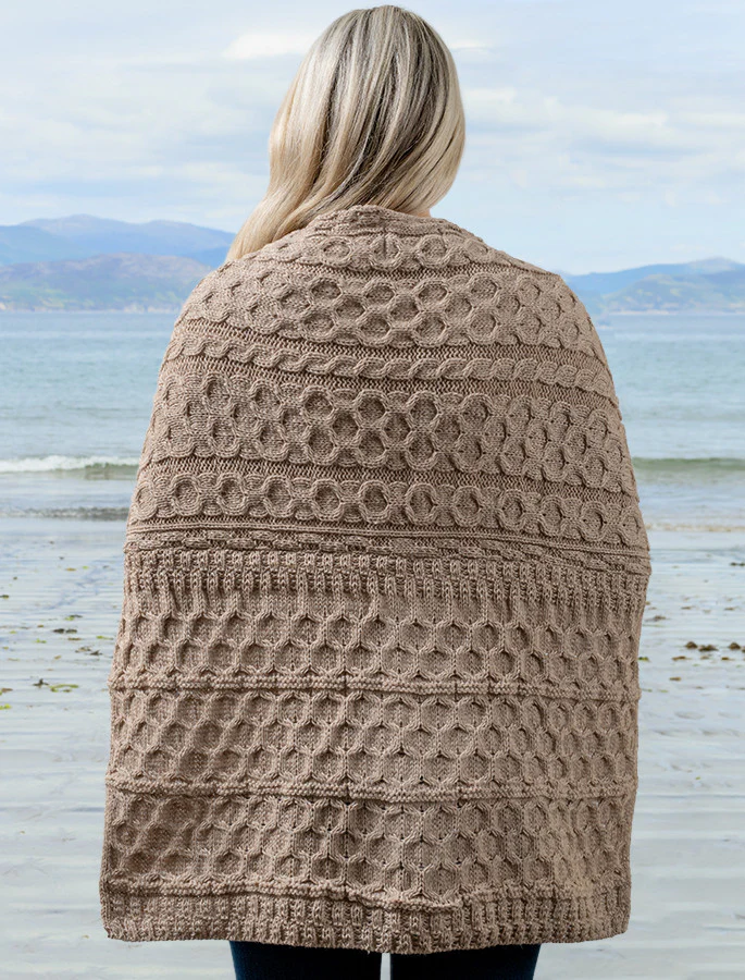 Aran Shawl Wrap with Pockets - Image 17