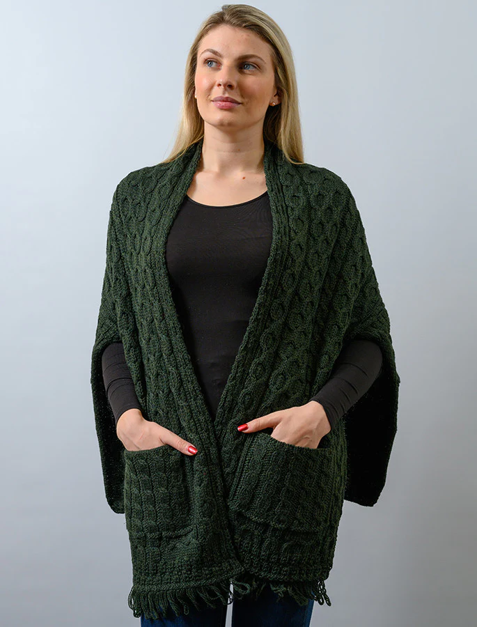 Aran Shawl Wrap with Pockets - Image 19