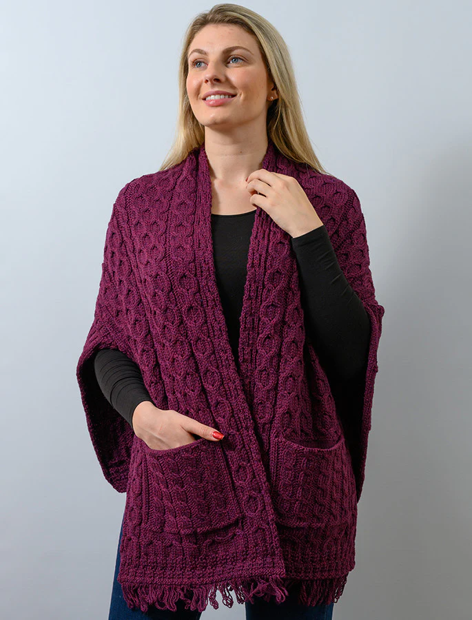 Aran Shawl Wrap with Pockets - Image 20