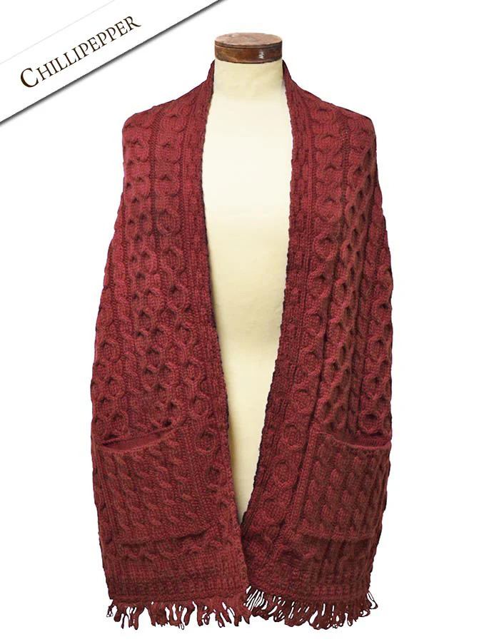 Aran Shawl Wrap with Pockets - Image 21