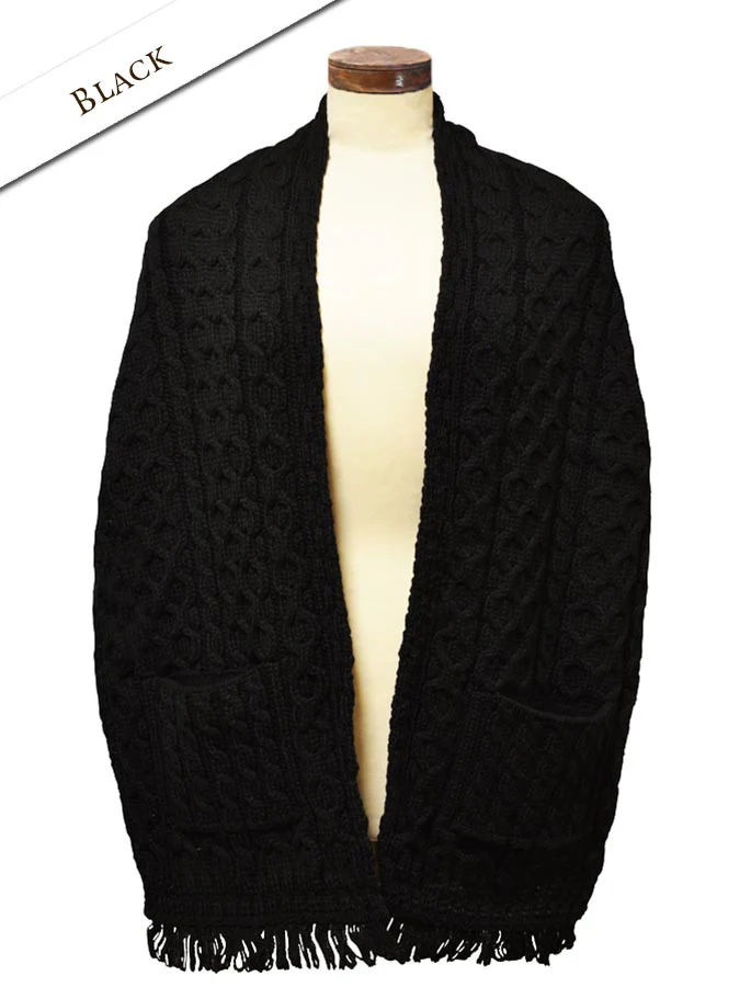 Aran Shawl Wrap with Pockets - Image 22