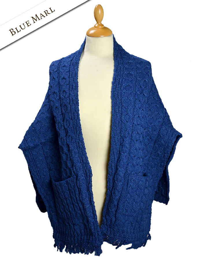 Aran Shawl Wrap with Pockets - Image 23