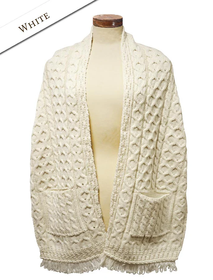 Aran Shawl Wrap with Pockets - Image 25