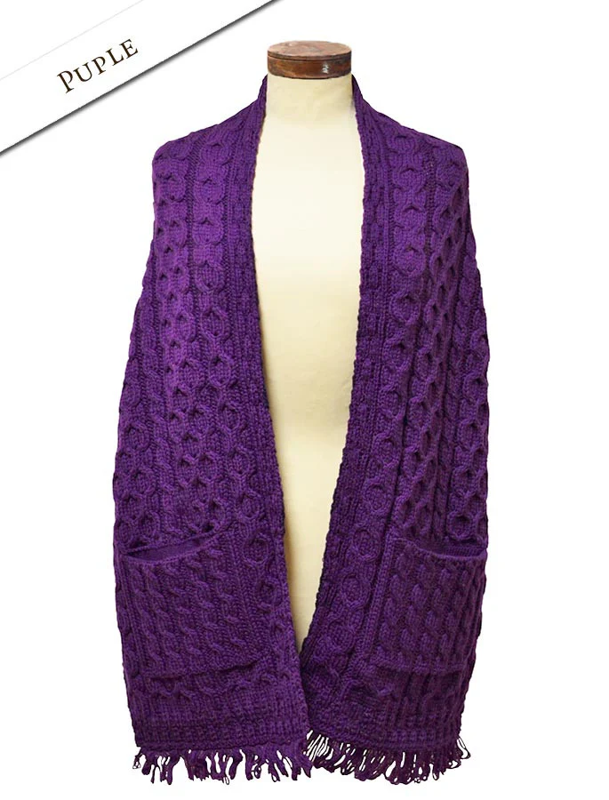 Aran Shawl Wrap with Pockets - Image 26