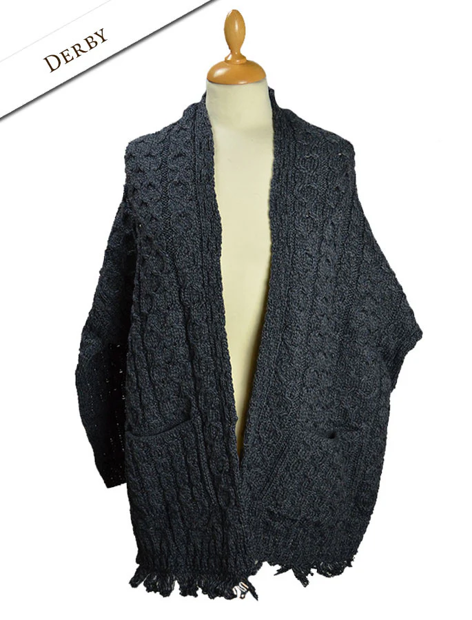 Aran Shawl Wrap with Pockets - Image 27