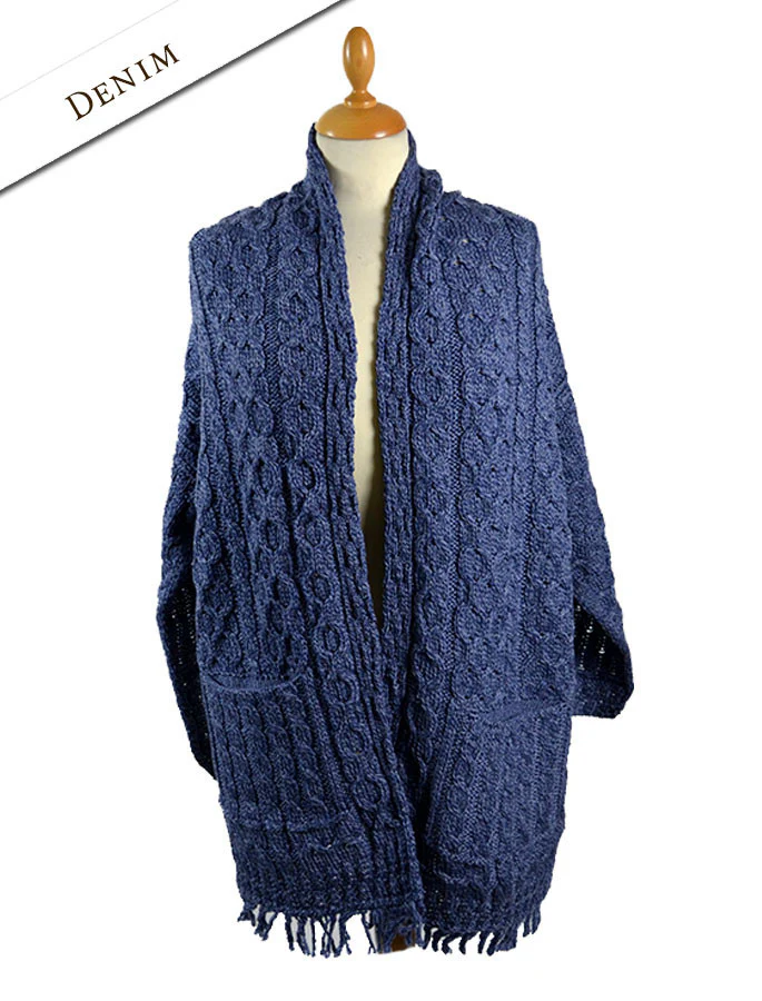 Aran Shawl Wrap with Pockets - Image 29