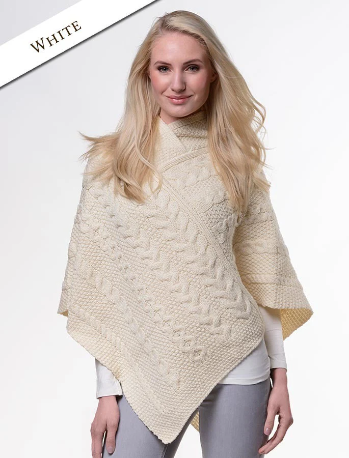 Aran Cable & Moss Poncho - Image 7