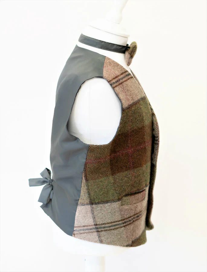 Boys Autumn Plaid Herringbone Irish Tweed Waistcoat - Image 4