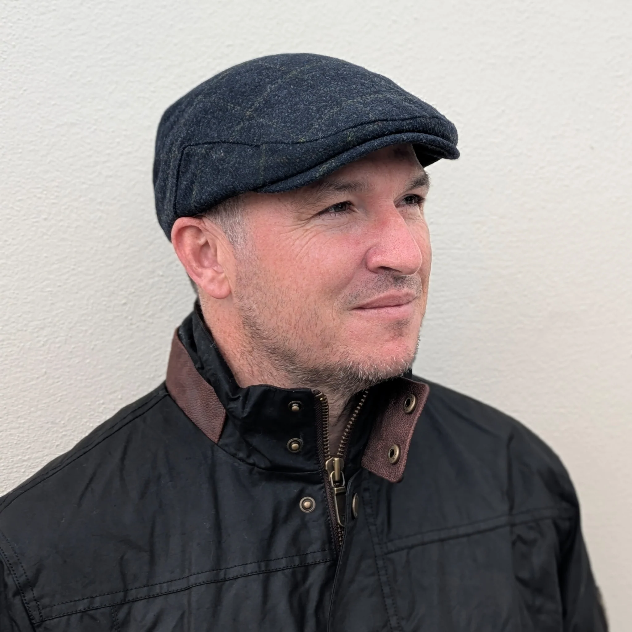 Classic Tweed Flat Cap Blue Box Check - Image 3
