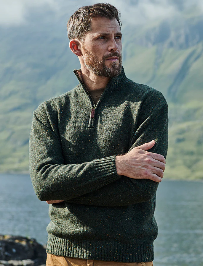 Donegal Blend Zip Neck Sweater