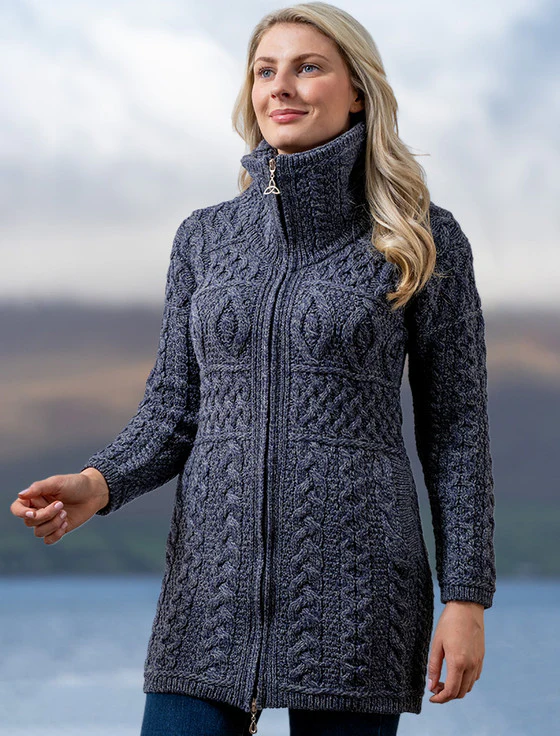 Double Collar Merino Aran Coat - Image 15