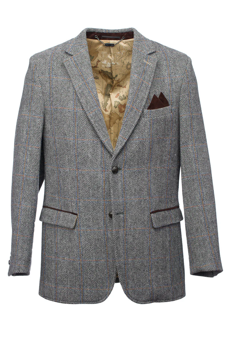 Grey Hunting Tweed Jacket with Moleskin Trim - Image 10
