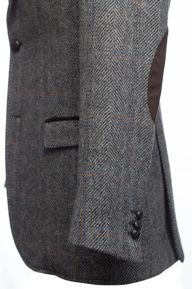 Grey Hunting Tweed Jacket with Moleskin Trim - Image 12
