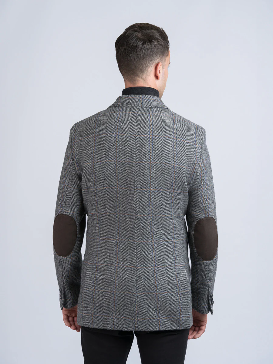 Grey Hunting Tweed Jacket with Moleskin Trim - Image 8