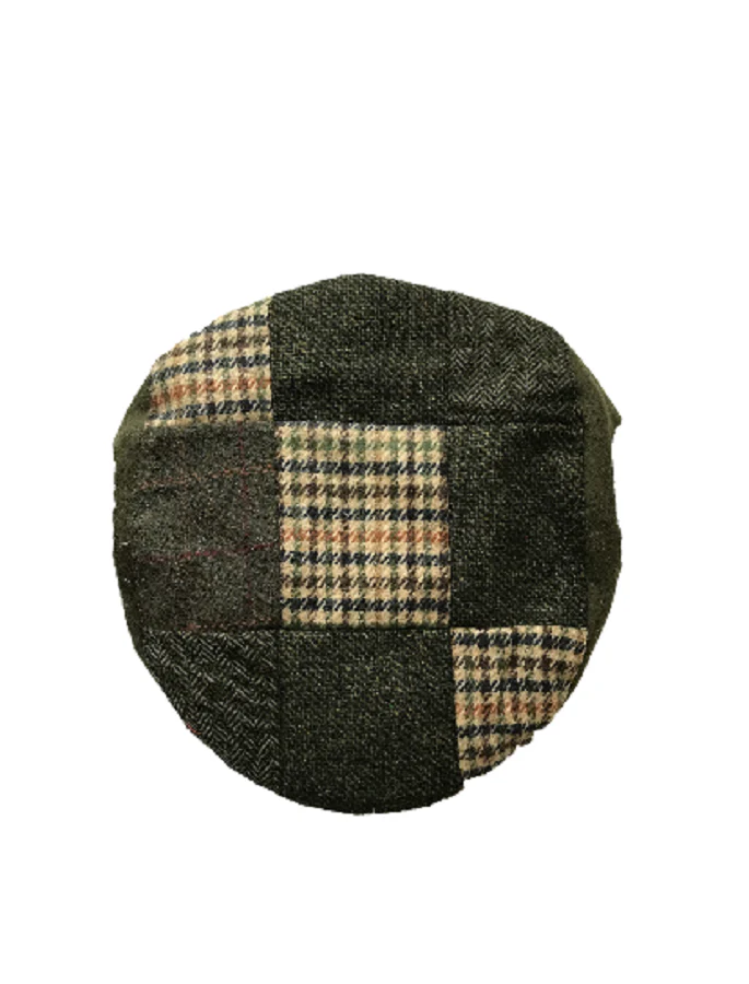 Heritage Patchwork Flat Cap - Multi Green Brown - Image 3