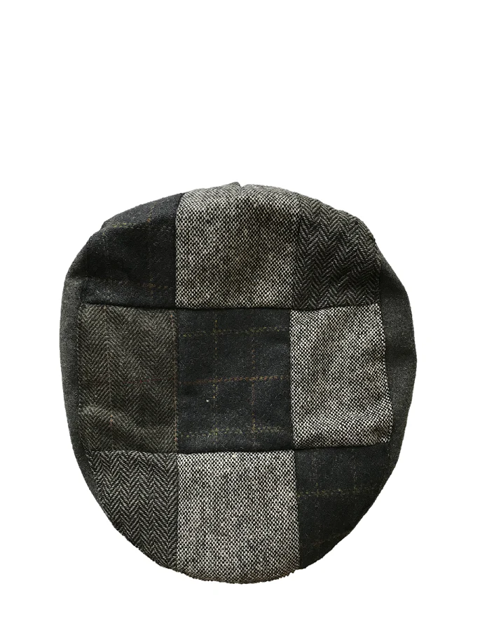 Heritage Patchwork Flat Cap Multi Grey Blue - Image 3