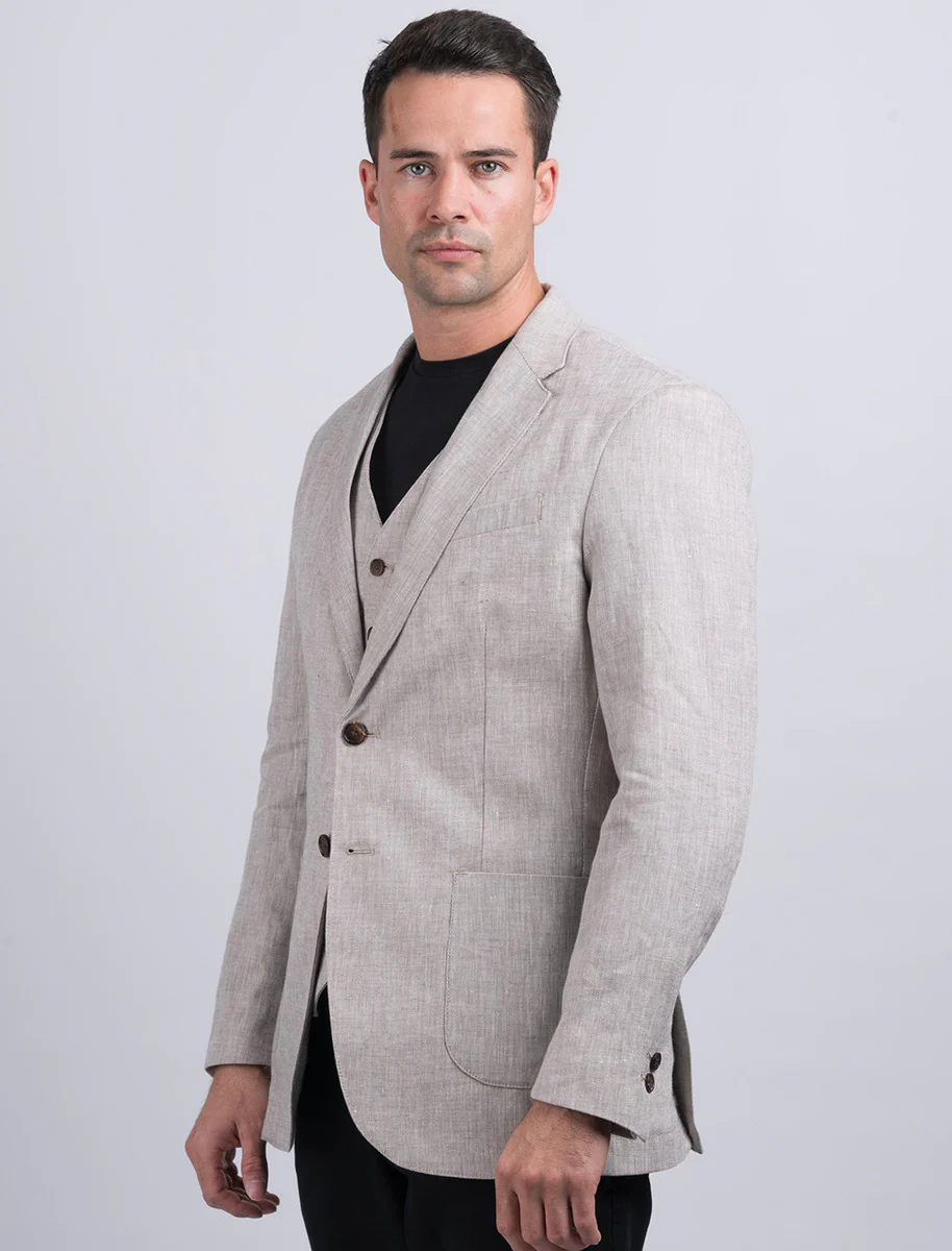 Irish Desert Grey Linen Jacket - Image 3
