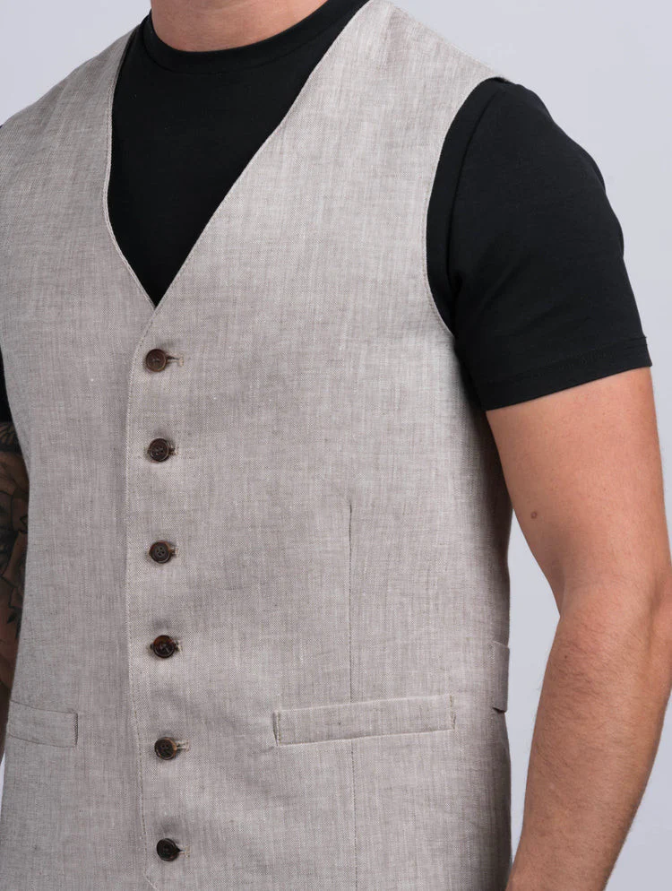 Irish Desert Linen Waistcoat - Image 3