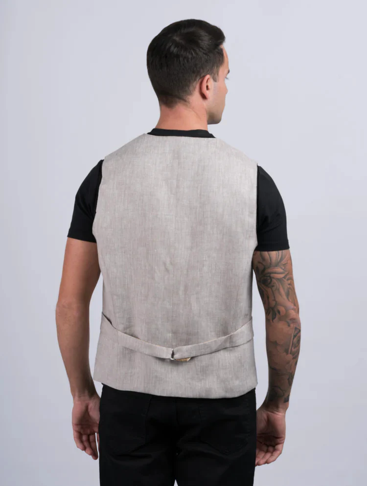 Irish Desert Linen Waistcoat - Image 4