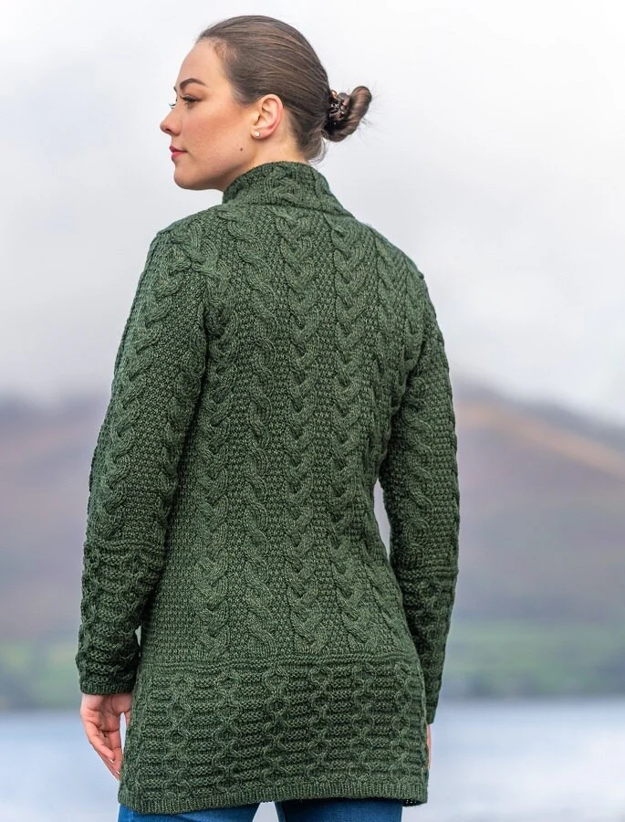 Ladies Merino Cable Design Zip Coatigan - Image 4