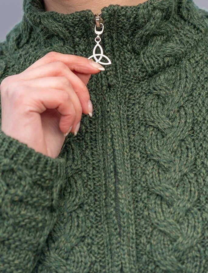 Ladies Merino Cable Design Zip Coatigan - Image 8
