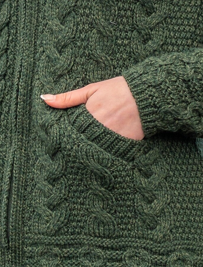Ladies Merino Cable Design Zip Coatigan - Image 9