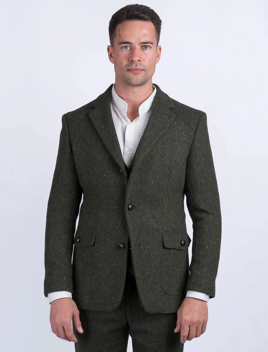 McDonagh Green Herringbone Heritage Tweed Jacket - Image 3
