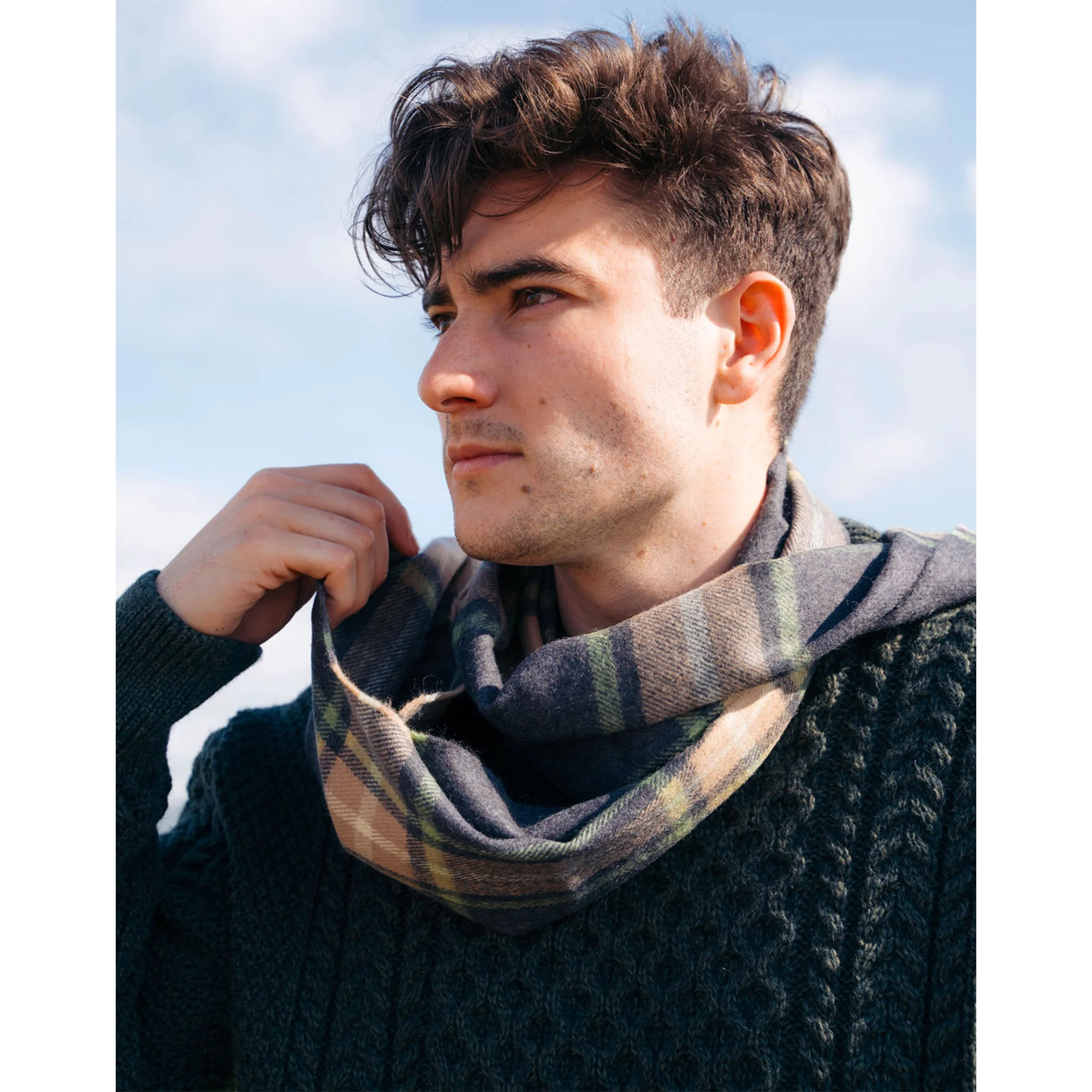 Men's Fine Merino Plaid Scarf - Image 10