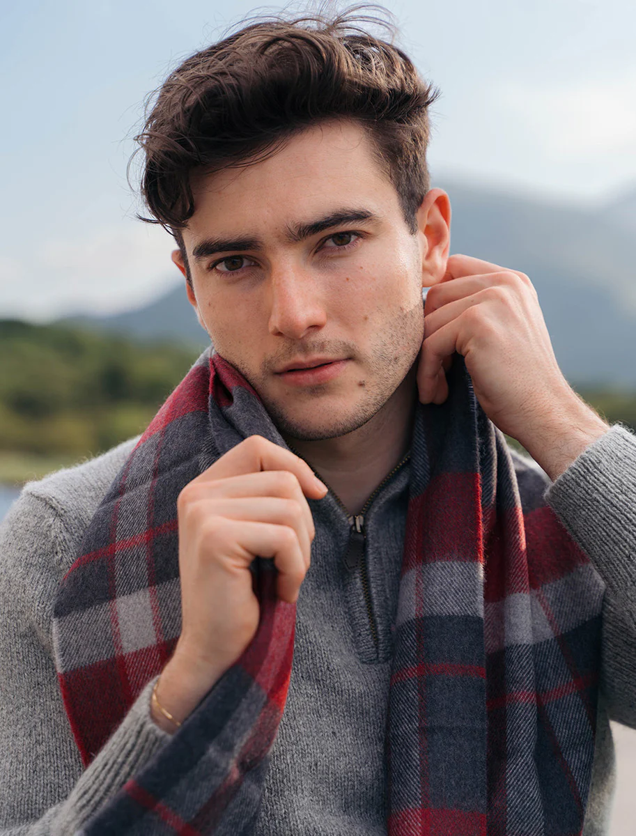 Men's Fine Merino Plaid Scarf - Image 3
