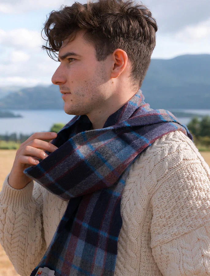 Men's Fine Merino Plaid Scarf - Image 7