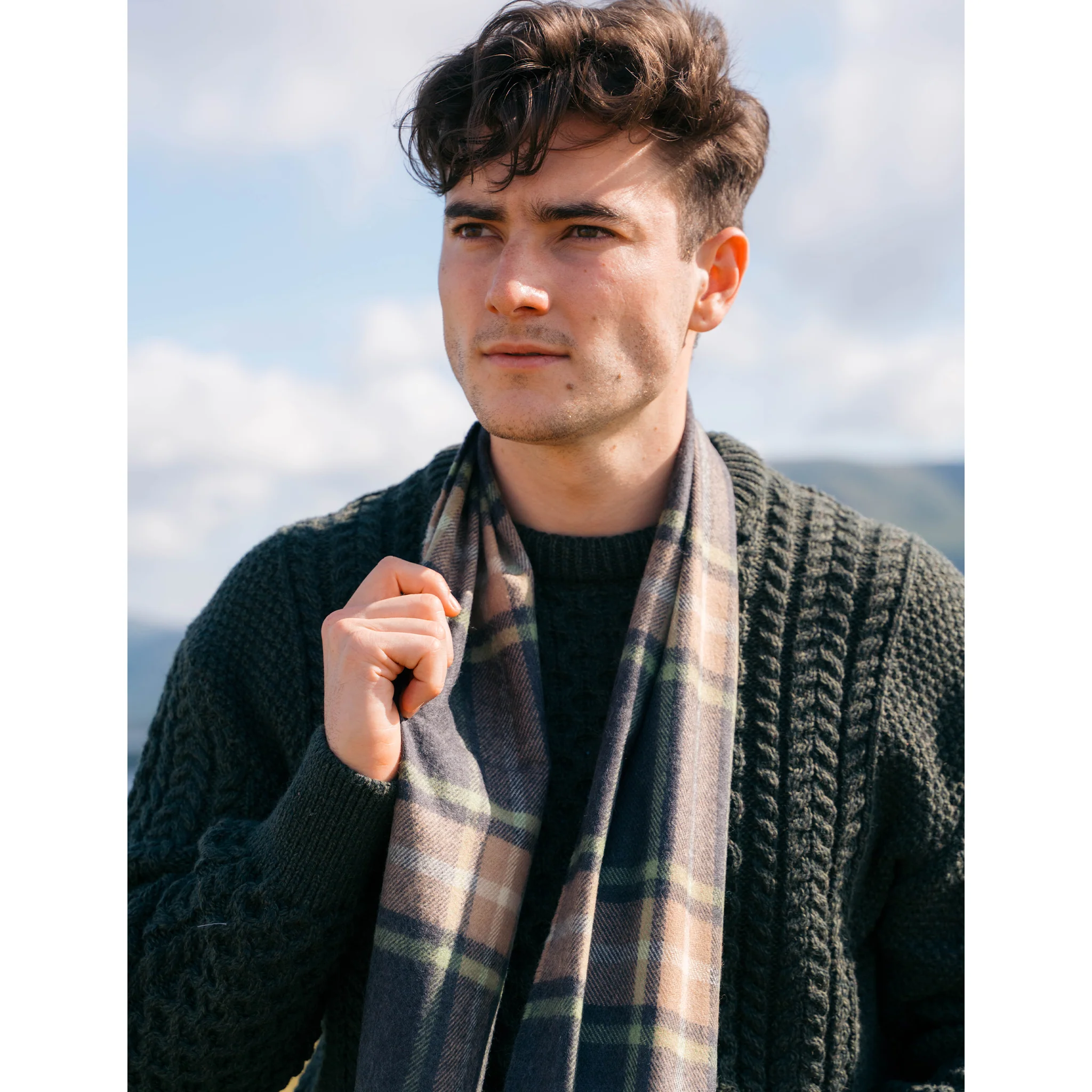 Men's Fine Merino Plaid Scarf - Image 9