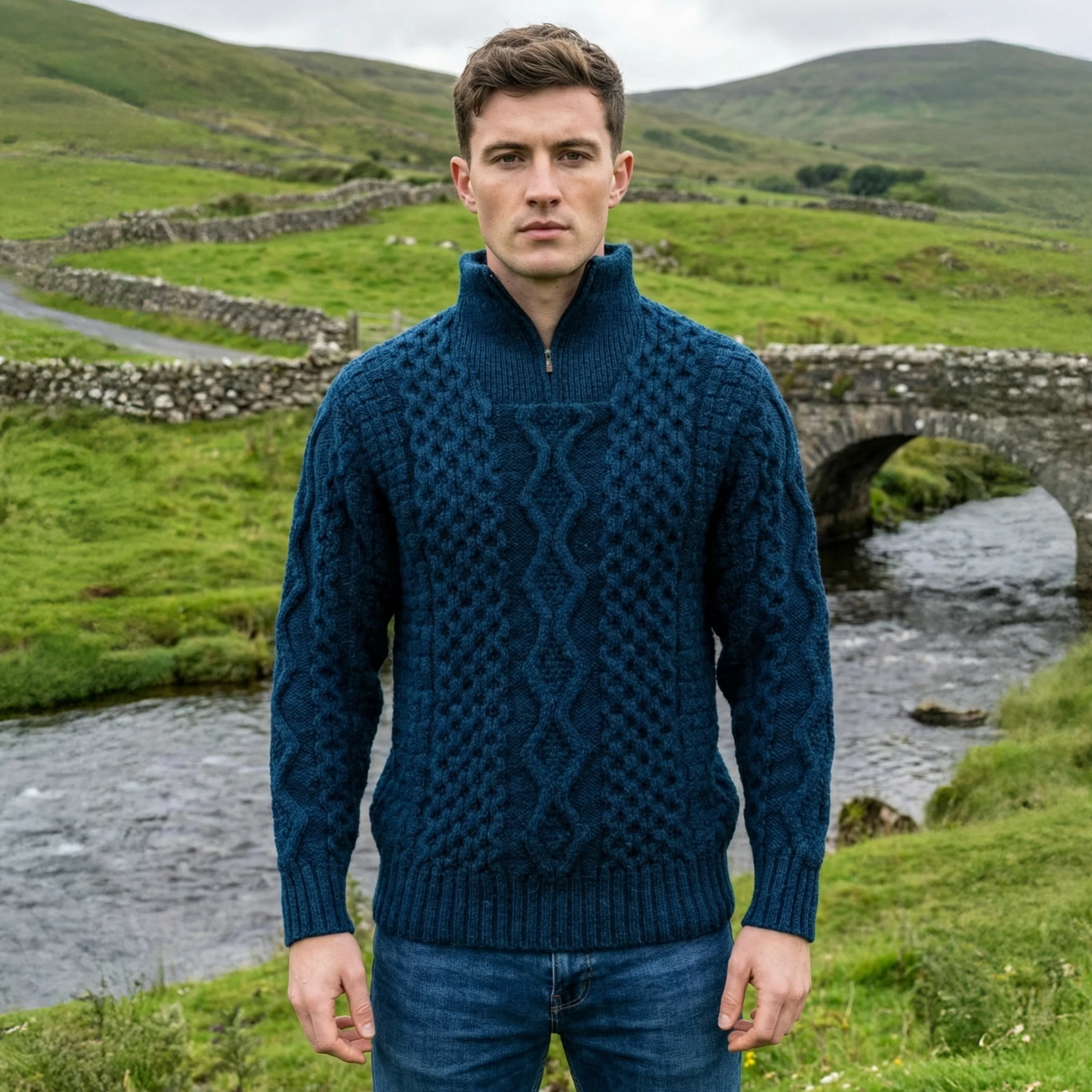 Men's Wool Half Zip Sweater - Image 3