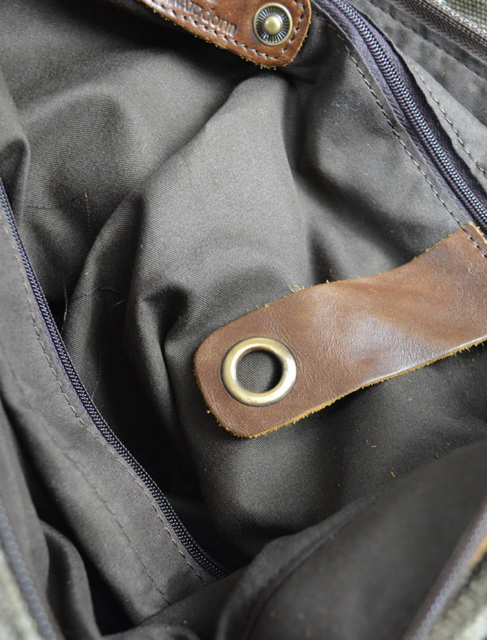Traditional Tweed & Leather Double Pocket Bag - Image 5