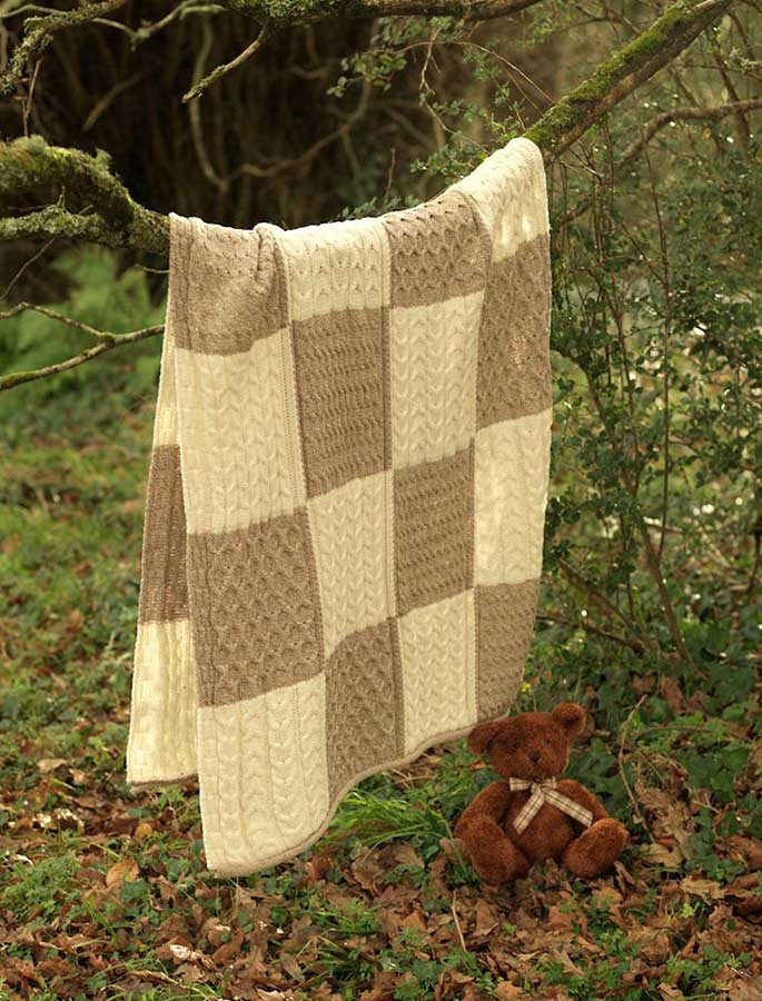 Two-Tone Aran Patchwork Throw - Image 3