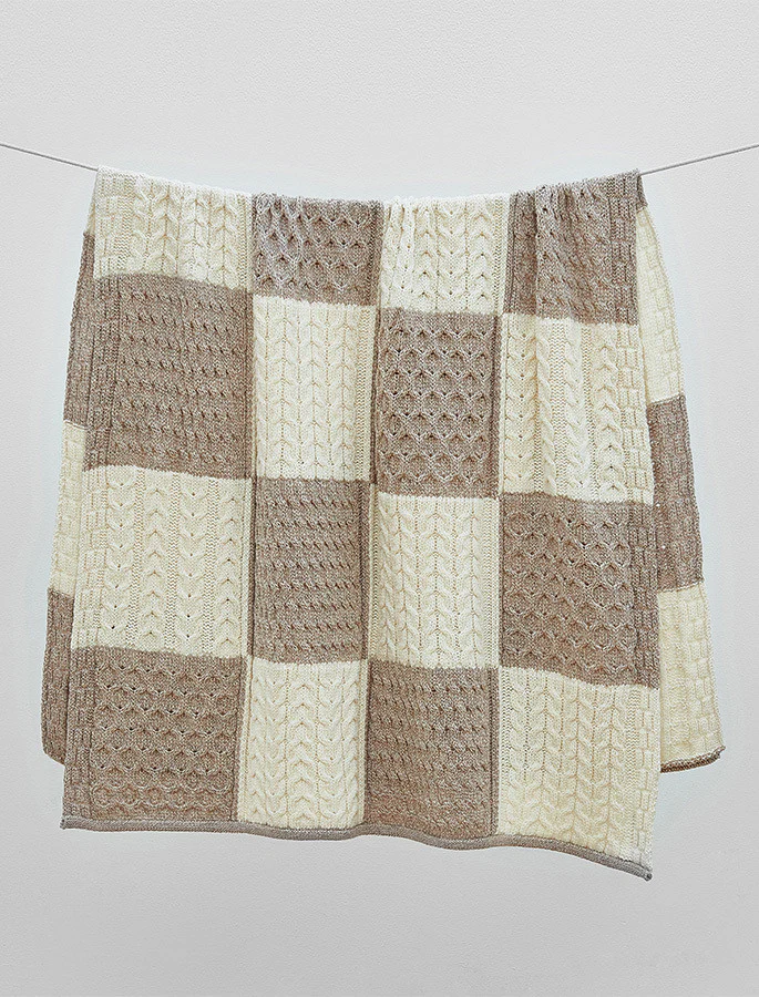 Two-Tone Aran Patchwork Throw - Image 5