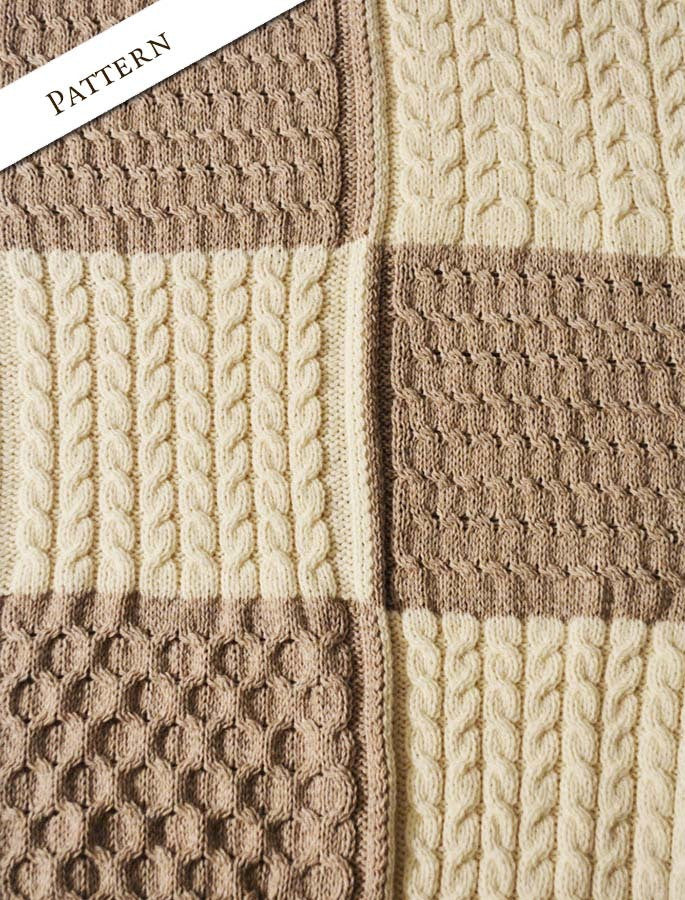 Two-Tone Aran Patchwork Throw - Image 8