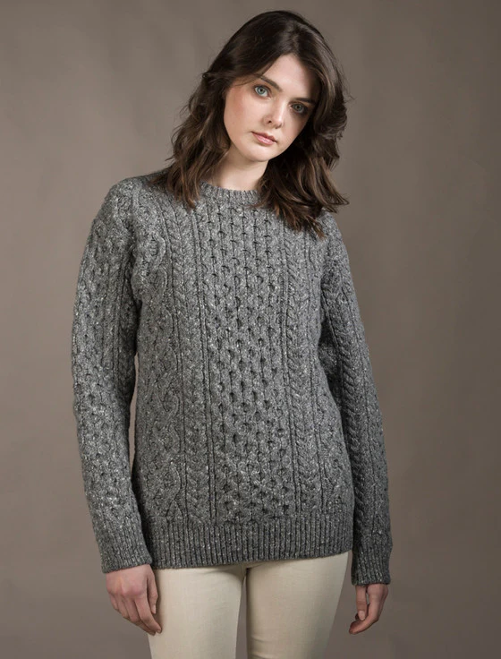 Women's Oversized Wool Cashmere Aran Sweater - Image 7