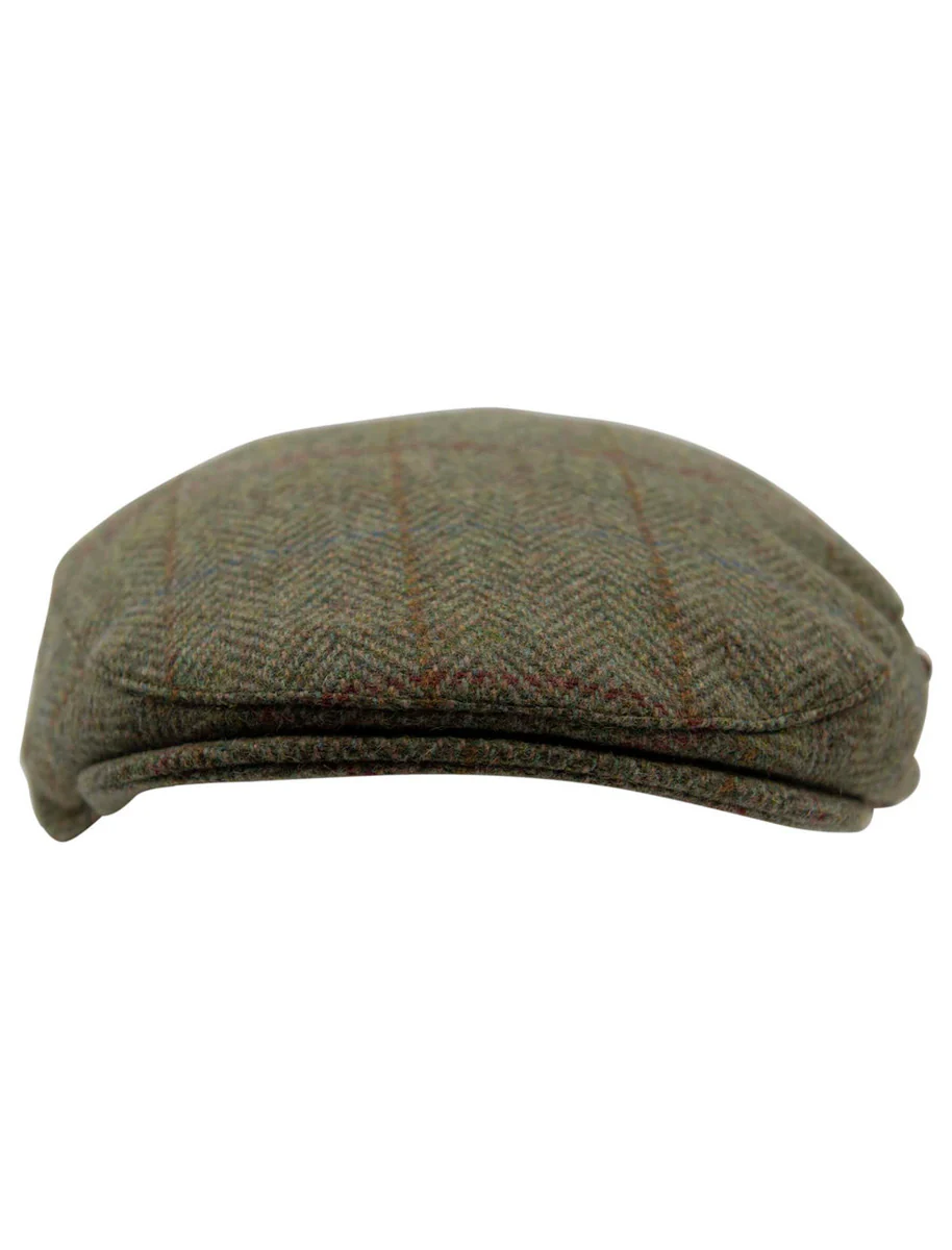Wool Box Check Flat Cap - Kiwi Herringbone - Image 3